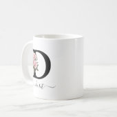 Initial D Roze Rozen Bloem Bloemen Monogram Naam Koffiemok (Voorkant links)