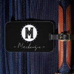 Initial Family Name Monogram Circle Bagagelabel<br><div class="desc">monogram and family name in center of tag. Other colors available in the shop.</div>