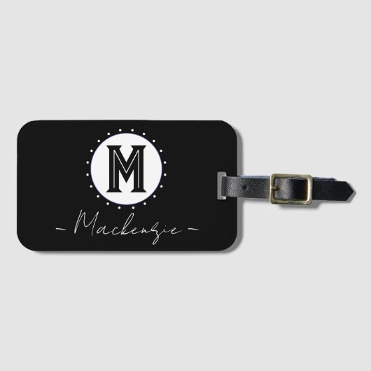 Initial Family Name Monogram Circle Bagagelabel (Voorkant (horizontaal))