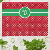 Initial, Green Red White Swiss Dot Kitchen Towel Theedoek (Gevouwen)