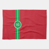 Initial, Green Red White Swiss Dot Kitchen Towel Theedoek (Horizontaal)