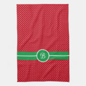 Initial, Green Red White Swiss Dot Kitchen Towel Theedoek (Verticaal)
