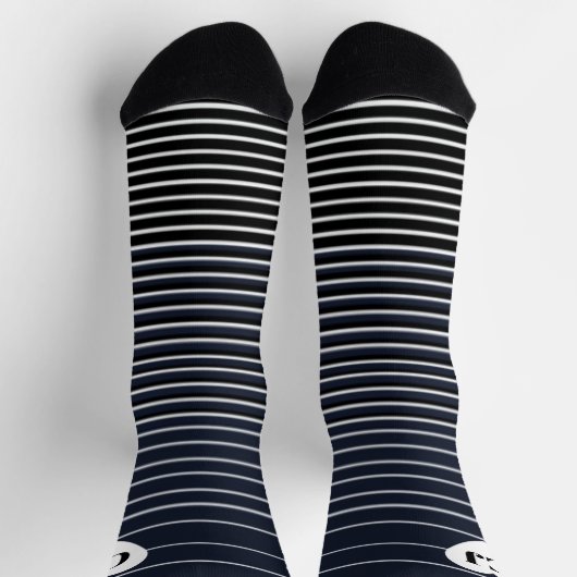 Initial Heart Stripe Crew Socks Blue White Sokken (Top)
