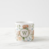 Initial, Hydrangea Peony 1600s Dutch Florals 6oz Espresso Kop (Voorkant)