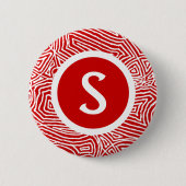 Initial in Red Ronde Button 5,7 Cm (Voorkant)