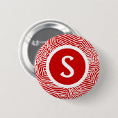 Initial in Red Ronde Button 5,7 Cm (Voorkant /achterkant)