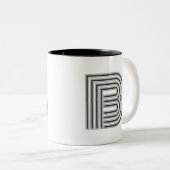Initial Letter Monogram Black White Modern Stylish Tweekleurige Koffiemok (Voorkant rechts)