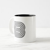 Initial Letter Monogram Black White Modern Stylish Tweekleurige Koffiemok (Voorkant links)