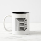Initial Letter Monogram Black White Modern Stylish Tweekleurige Koffiemok (Links)