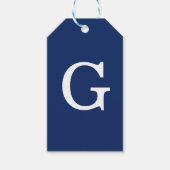 Initial Letter Monogram Blue White Plain Simple Cadeaulabel (Voorkant)