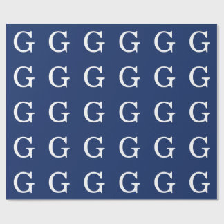 Initial Letter Monogram Blue White Plain Simple Cadeaupapier