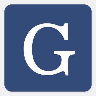 Initial Letter Monogram Blue White Plain Simple Vierkante Sticker