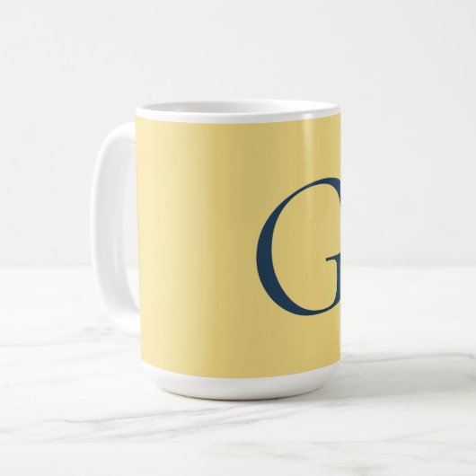 Initial Letter Monogram Jasmine Slate Grey Plain Koffiemok (Voorkant links)