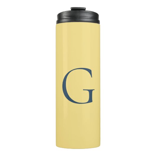 Initial Letter Monogram Jasmine Slate Grey Plain Thermosbeker (Voorkant)