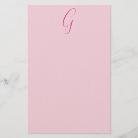 Initial Letter Monogram Light Pink Plain Chic Briefpapier (Voorkant)
