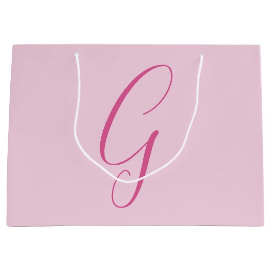 Initial Letter Monogram Light Pink Plain Chic Groot Cadeauzakje (Voorkant)