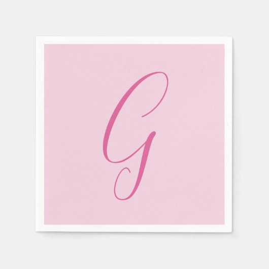 Initial Letter Monogram Light Pink Plain Chic Servet (Voorkant)