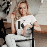 Initial Letter | Monogram Modern Stylish Trendy T-shirt<br><div class="desc">Simple,  stylish custom initial letter monogram women's t-shirt in modern minimalist typography in black. A perfect custom gift or fashion accessory with a personal touch!</div>