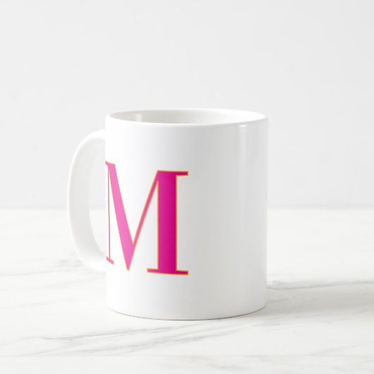 Initial Letter Monogram Modern Trendy Pink Koffiemok (Voorkant links)