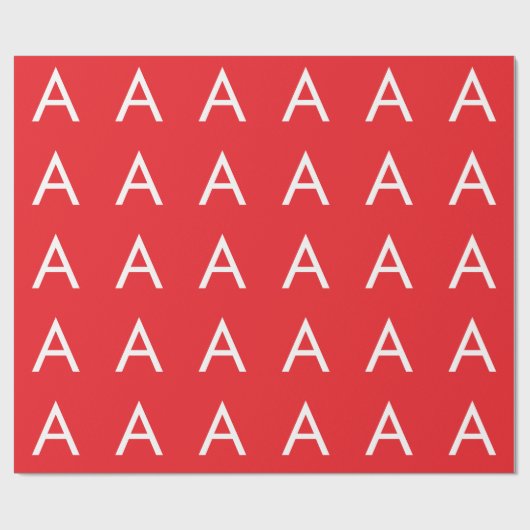Initial Letter Monogram Red White Plain Modern Cadeaupapier (Vlak)