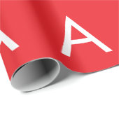 Initial Letter Monogram Red White Plain Modern Cadeaupapier (Rol Hoek)