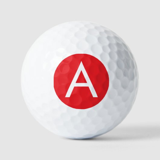 Initial Letter Monogram Red White Plain Modern Golfballen (Voorkant)