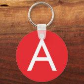 Initial Letter Monogram Red White Plain Modern Sleutelhanger (Voorkant)