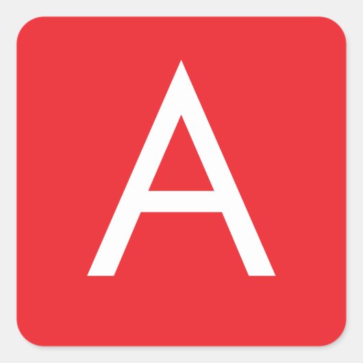 Initial Letter Monogram Red White Plain Modern Vierkante Sticker (Voorkant)