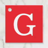 Initial Letter Monogram Red White Plain Simple Bedankjes Labels (Voorkant)