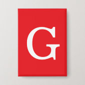 Initial Letter Monogram Red White Plain Simple Button (Voorkant)
