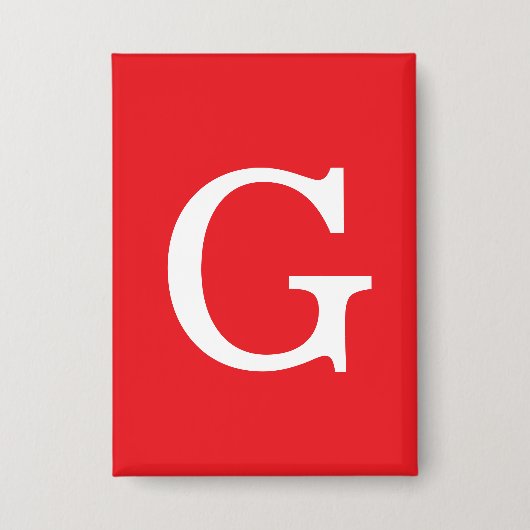 Initial Letter Monogram Red White Plain Simple Button (Voorkant)