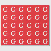 Initial Letter Monogram Red White Plain Simple Cadeaupapier (Vlak)
