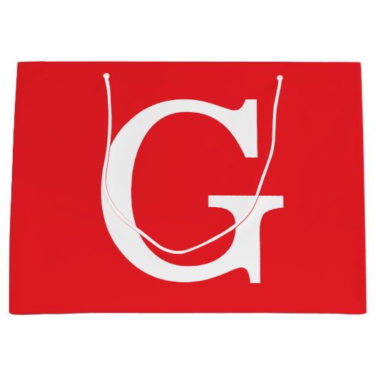 Initial Letter Monogram Red White Plain Simple Groot Cadeauzakje (Voorkant)
