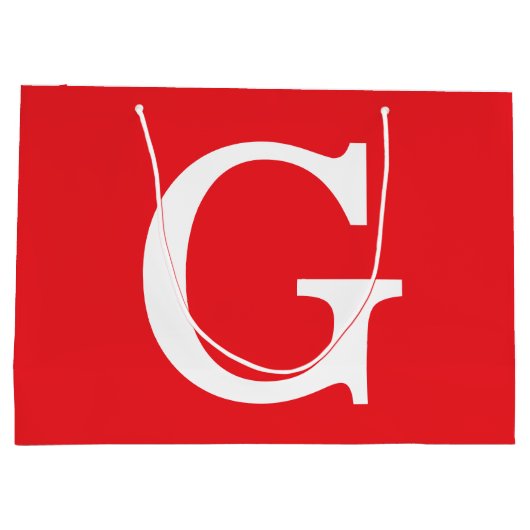 Initial Letter Monogram Red White Plain Simple Groot Cadeauzakje (Achterkant)