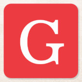 Initial Letter Monogram Red White Plain Simple Kartonnen Onderzetters (Voorkant)