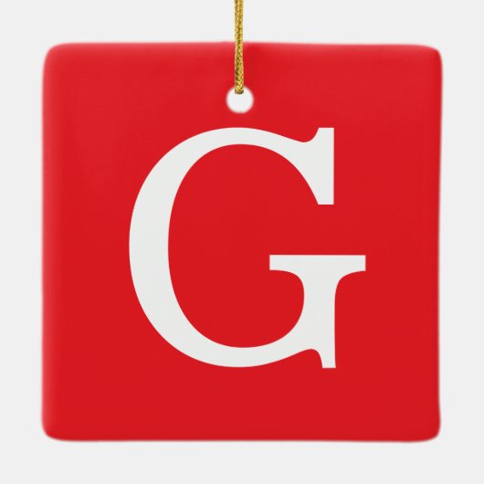 Initial Letter Monogram Red White Plain Simple Keramisch Ornament (Achterkant)