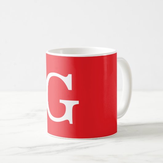 Initial Letter Monogram Red White Plain Simple Koffiemok (Voorkant rechts)