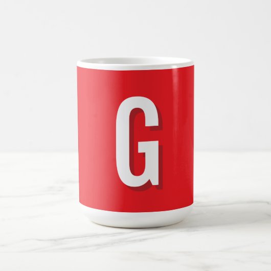 Initial Letter Monogram Red White Plain Simple Koffiemok (Center)