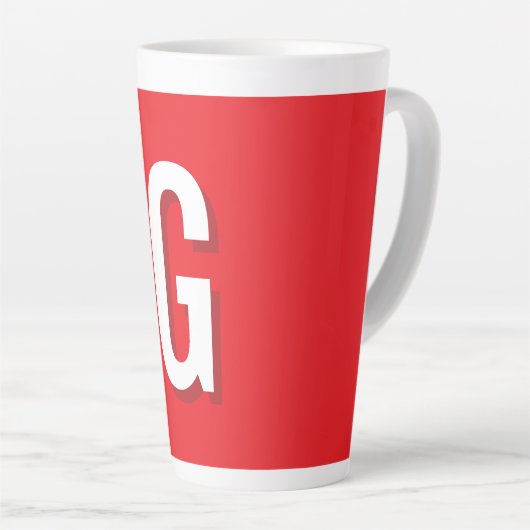 Initial Letter Monogram Red White Plain Simple Latte Mok (Rechterhoek)
