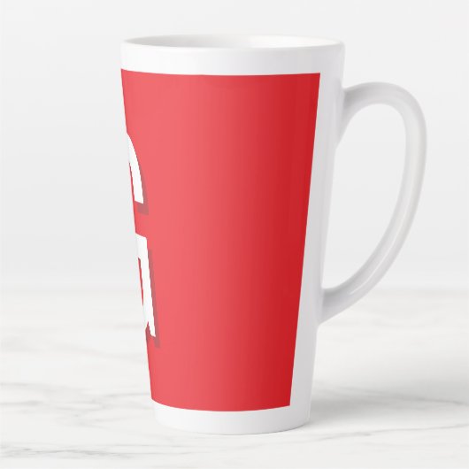 Initial Letter Monogram Red White Plain Simple Latte Mok (Rechts)