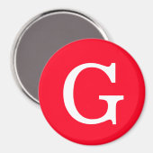 Initial Letter Monogram Red White Plain Simple Magneet (Voorkant / Achterkant)