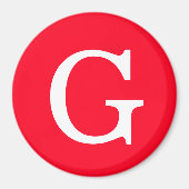 Initial Letter Monogram Red White Plain Simple Magneet (Voorkant)