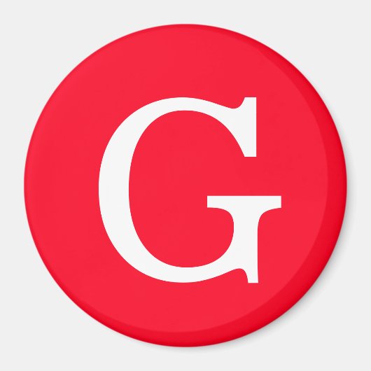 Initial Letter Monogram Red White Plain Simple Magneet (Voorkant)
