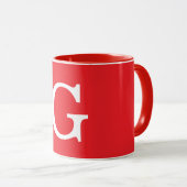 Initial Letter Monogram Red White Plain Simple Mok (Voorkant rechts)