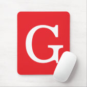 Initial Letter Monogram Red White Plain Simple Muismat (Met muis)