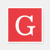 Initial Letter Monogram Red White Plain Simple Servet (Voorkant)