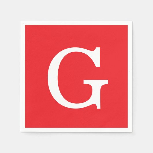 Initial Letter Monogram Red White Plain Simple Servet (Voorkant)