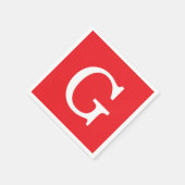 Initial Letter Monogram Red White Plain Simple Servet (Hoek)