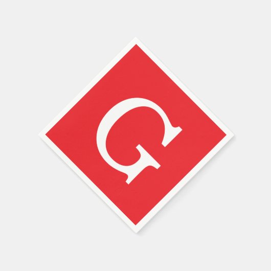 Initial Letter Monogram Red White Plain Simple Servet (Hoek)