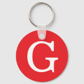 Initial Letter Monogram Red White Plain Simple Sleutelhanger (Voorkant)